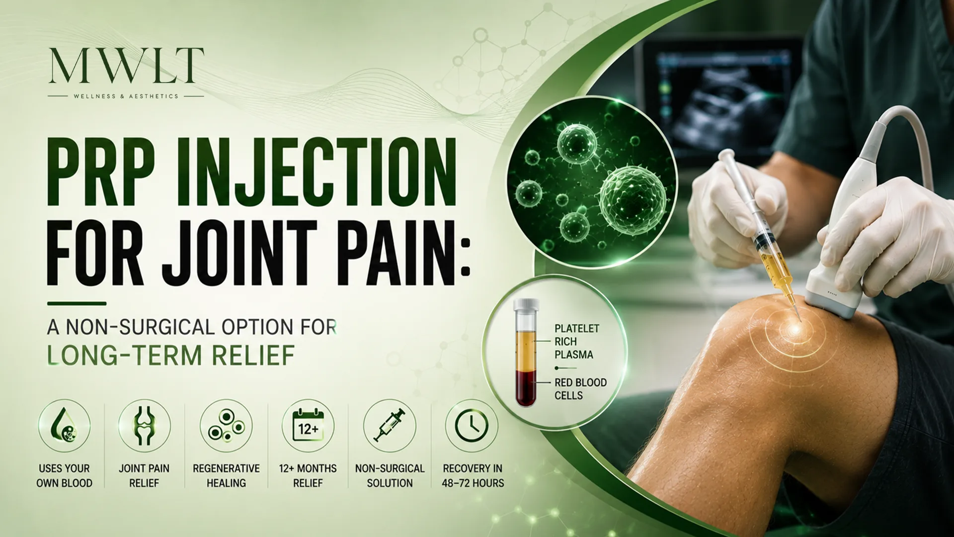 PRP injection therapy for joint pain providing non-surgical treatment and long-term relief through regenerative healing.